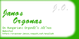 janos orgonas business card